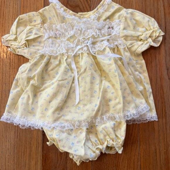 Vintage Kalula Kids Yellow Lace Ruffle Dress 18 mo - Picture 2 of 5